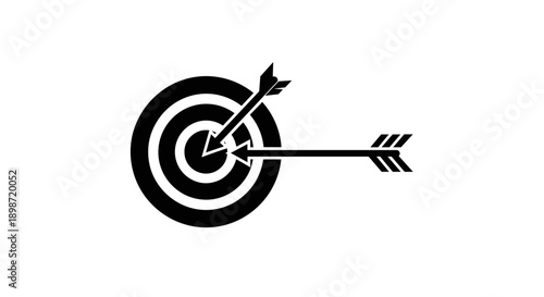Target with Arrow Hit Bullseye Center.