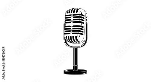 Vintage Retro Style Microphone on Stand.