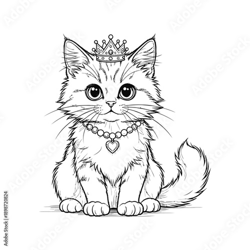 Cute Pussy Cat minimal vector silhouette illustration with white background