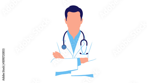 Professional Healthcare Advocate: An authoritative depiction of a medical professional, conveying trust and expertise, symbolized by a stethoscope around the neck.