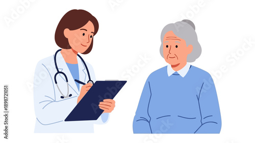 Compassionate Consultation: A caring doctor discusses health matters with an elderly patient, promoting a sense of trust and understanding. 