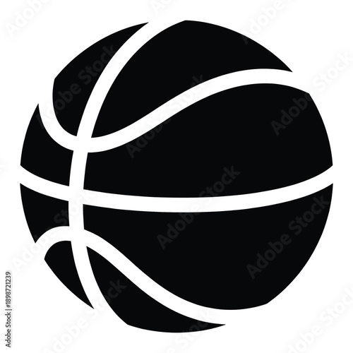 Black basketball ball silhouette icon isolated on white background sports equipment for professional game competition athletic training recreation basketball tournament and hobby fun