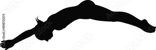 Black silhouette of a person diving or jumping human figure 1