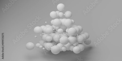 Floating white sphere cluster 3d render