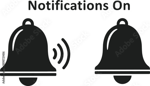 Notifications on icon with two bells isolated on transparent background