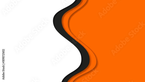 Dynamic abstract background featuring energetic orange and pristine white waves, layered with sleek black contours, creating a modern and flowing graphic design for versatile digital applications