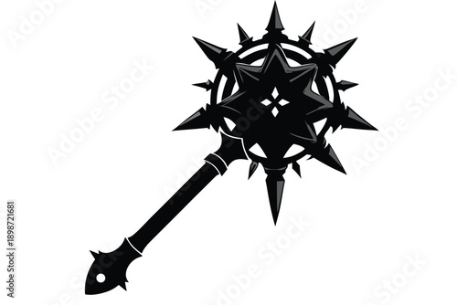 battle mace line art silhouette vector illustration