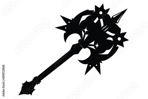 battle mace line art silhouette vector illustration