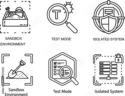Cybersecurity icons isolated on transparent background