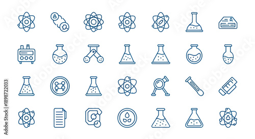 Science icons set for education and research