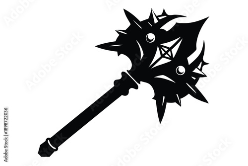 battle mace line art silhouette vector illustration