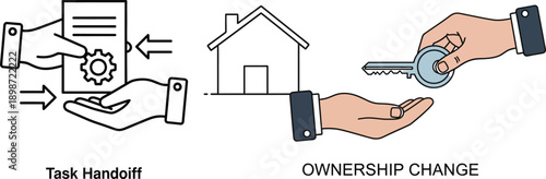 Ownership change process isolated on transparent background