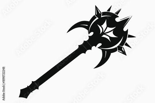 battle mace line art silhouette vector illustration