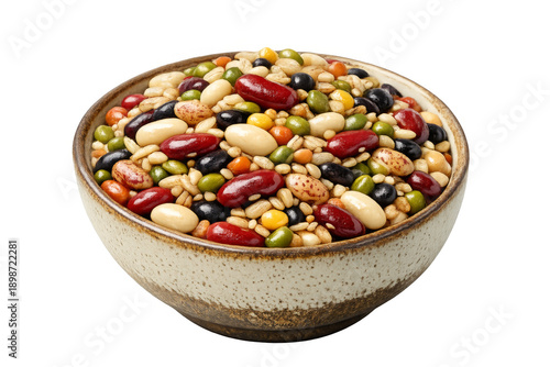 Mixed legumes and grains in bowl with transparent background