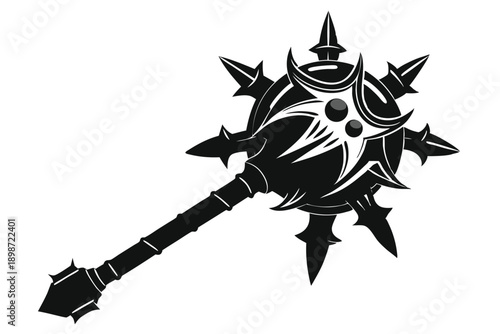battle mace line art silhouette vector illustration