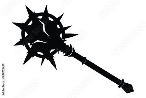 battle mace line art silhouette vector illustration