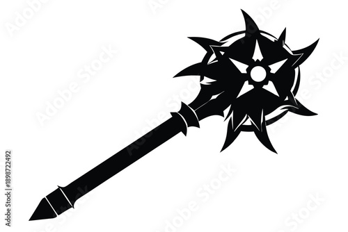 battle mace line art silhouette vector illustration