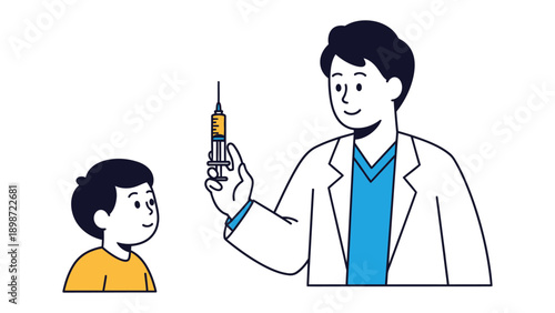 Vaccination: A doctor administers a vaccine to a young child, symbolizing healthcare, protection, and the importance of immunization for health and well-being.