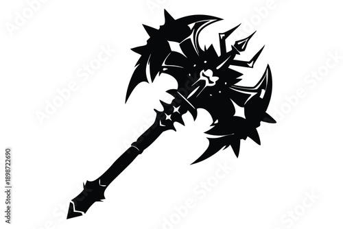 battle mace line art silhouette vector illustration