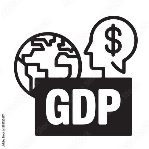 Icon representing global economic activity and gross domestic product (gdp) calculation.