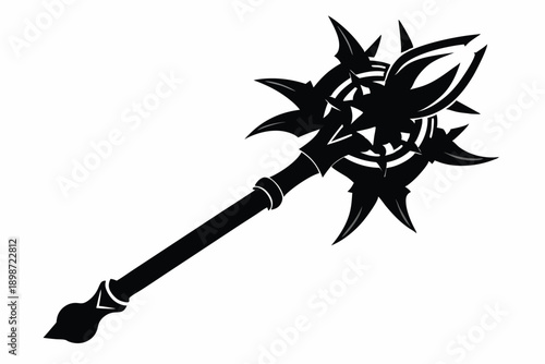battle mace line art silhouette vector illustration