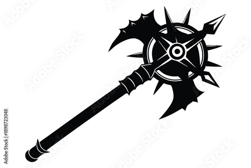 battle mace line art silhouette vector illustration