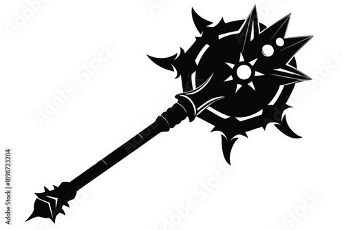 battle mace line art silhouette vector illustration