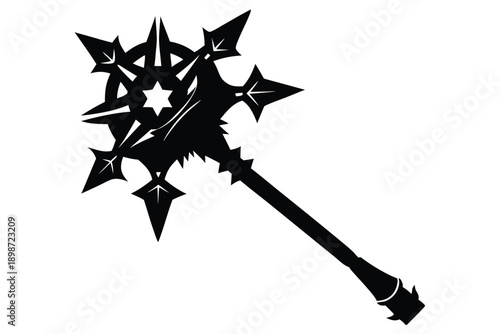 battle mace line art silhouette vector illustration