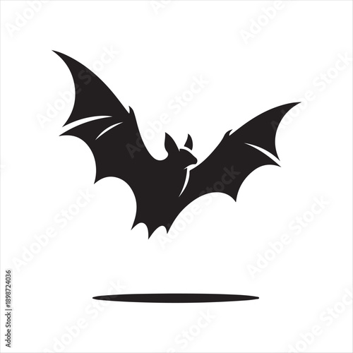 bat flying vector silhouette line art logo idea illustration