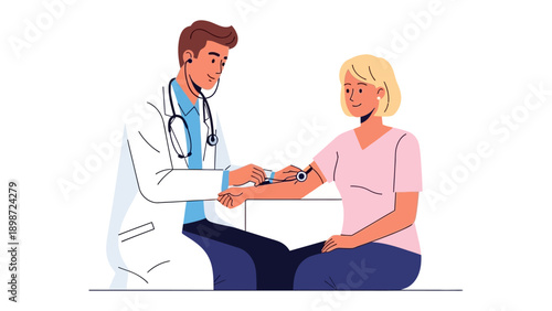 Medical Consultation: A healthcare professional, clad in a crisp white coat, attends to a patient during a medical check-up, symbolizing trust and care in healthcare.