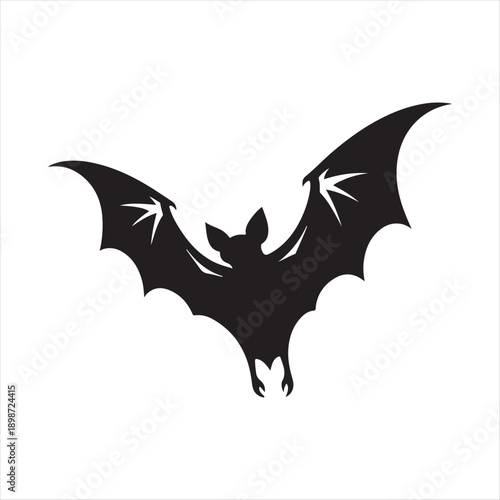 bat flying vector silhouette line art logo idea illustration