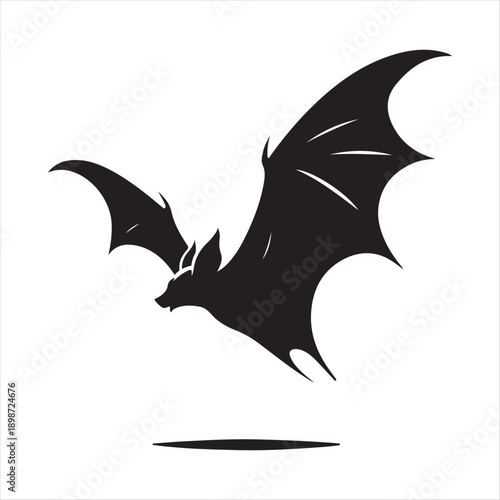bat flying vector silhouette line art logo idea illustration