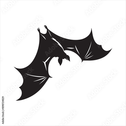 bat flying vector silhouette line art logo idea illustration