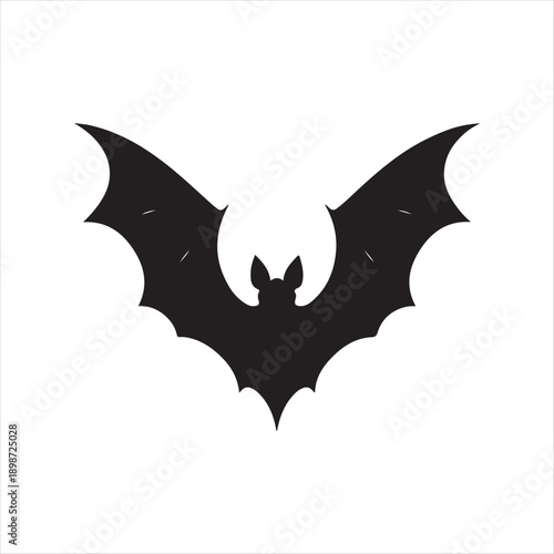 bat flying vector silhouette line art logo idea illustration