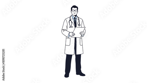 The Doctor's Insight: A distinguished doctor, attired in a pristine white coat, holds a clipboard, embodying the essence of care and expertise.
