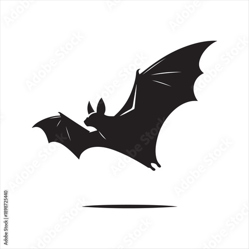bat flying vector silhouette line art logo idea illustration