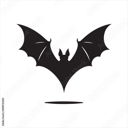 bat flying vector silhouette line art logo idea illustration