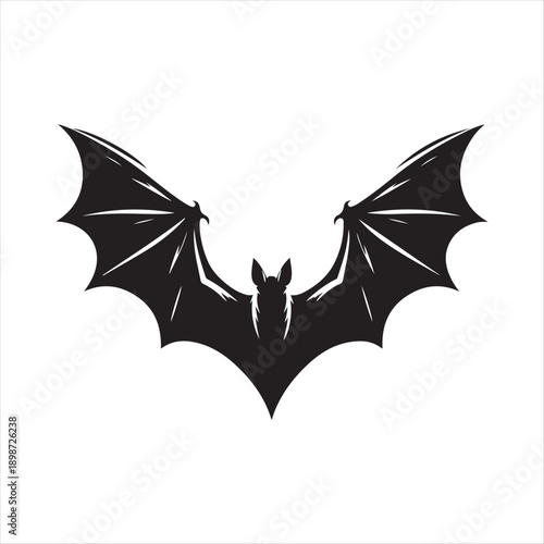 bat flying vector silhouette line art logo idea illustration