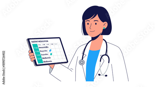 Doctor's Analysis: A doctor, displaying a digital chart, embodies medical expertise and patient care, highlighting technological advancements in healthcare.