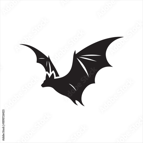 bat flying vector silhouette line art logo idea illustration