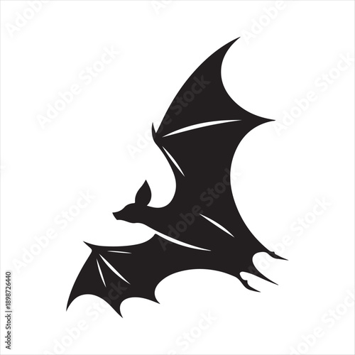 bat flying vector silhouette line art logo idea illustration