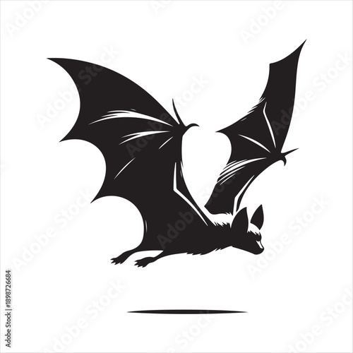 bat flying vector silhouette line art logo idea illustration