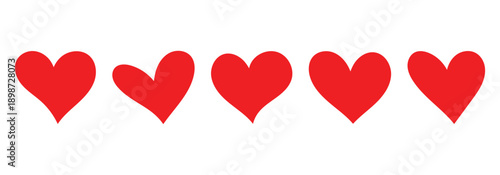 Collection of Heart icon, Symbol of Love Icon in different style. Modern design Isolated on white Background.