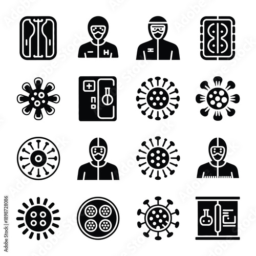 Collection of icons related to health, safety, and protective measures isolated on white background, Vector, illustration