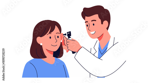 Medical Examination: A professional medical doctor performs a thorough ear examination on a patient, ensuring proper care and diagnosis for optimal health.
