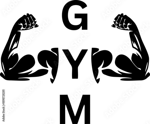 Bicep Muscle Gym Logo Typography