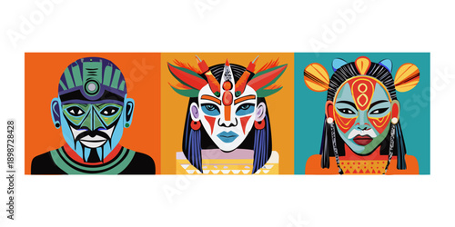Future Folk Faces: Neo-Tribal Visions in Vivid Hues