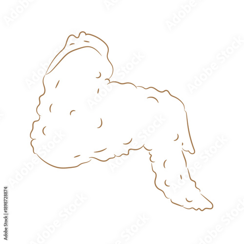 Delicious Crispy Fried Chicken Wing Hand-Drawn Line Art