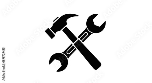 Hammer and Wrench Tool Icons.