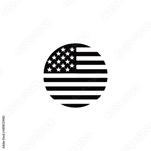 American flag circular logo design with stars and stripes